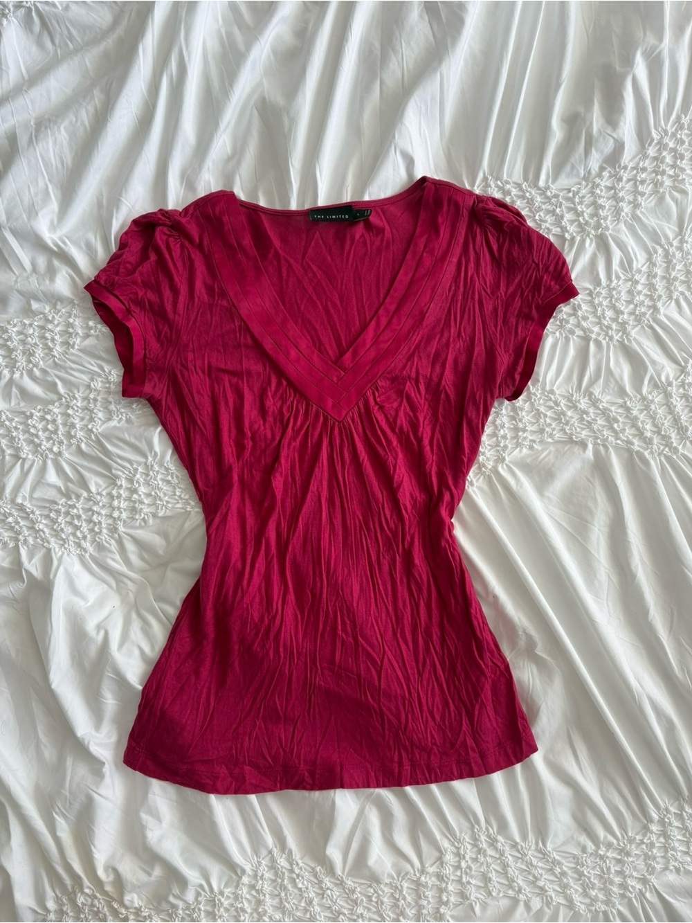 The Limited Magenta V-Neck Short Sleeve Top